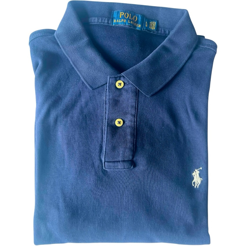 ⚜️ Polo Ralph Lauren Navy Short Sleeve Shirt w/ 🤍 White Pony Logo - Large